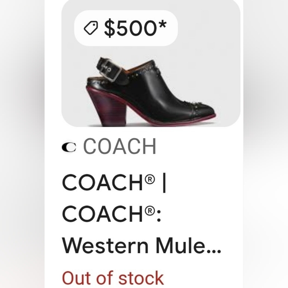 NWOT Coach Western Mule w/ Prairie Rivets and block heel (G1981) NWOT/Box - Picture 10 of 10